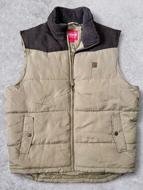Coleman Men's Brown Black Puffer Vest Size L Insulated Outdoor Mid-Length